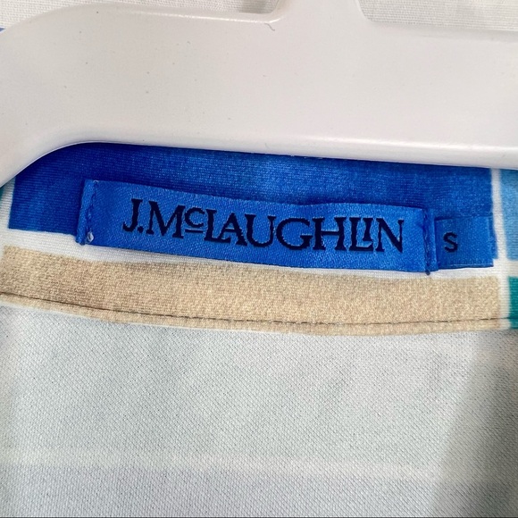 J. McLaughlin Sz S Brynn Tile Print Jersey Knit Collared V-Neck 3/4 Sleeve Dress - Picture 7 of 12